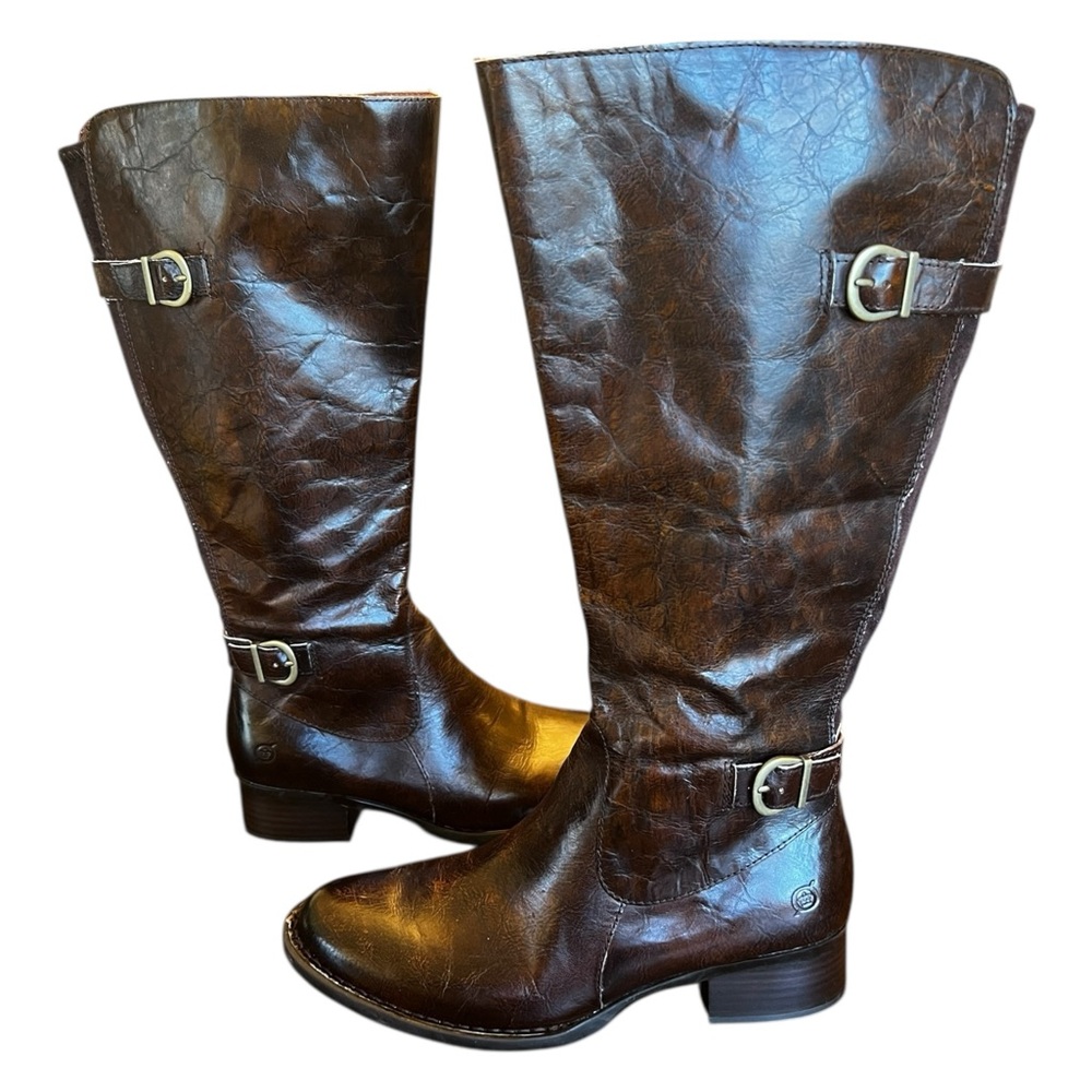 Born Tall Buckle Knee-High Boots in Dark Brown Leather